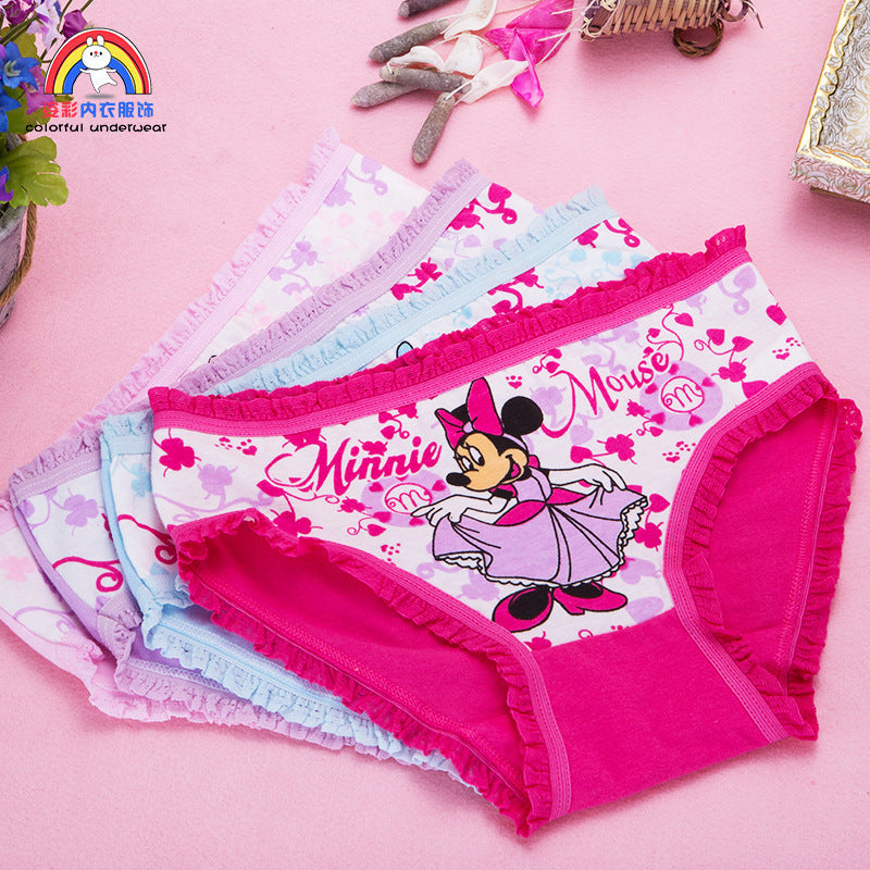 4pcs/set Disney Girls Cartoon Mickey Mouse Underpants 2-10years Old Children Classic Pop Pure Cotton Boxers Minnie Birthday Gift Viralgem Store