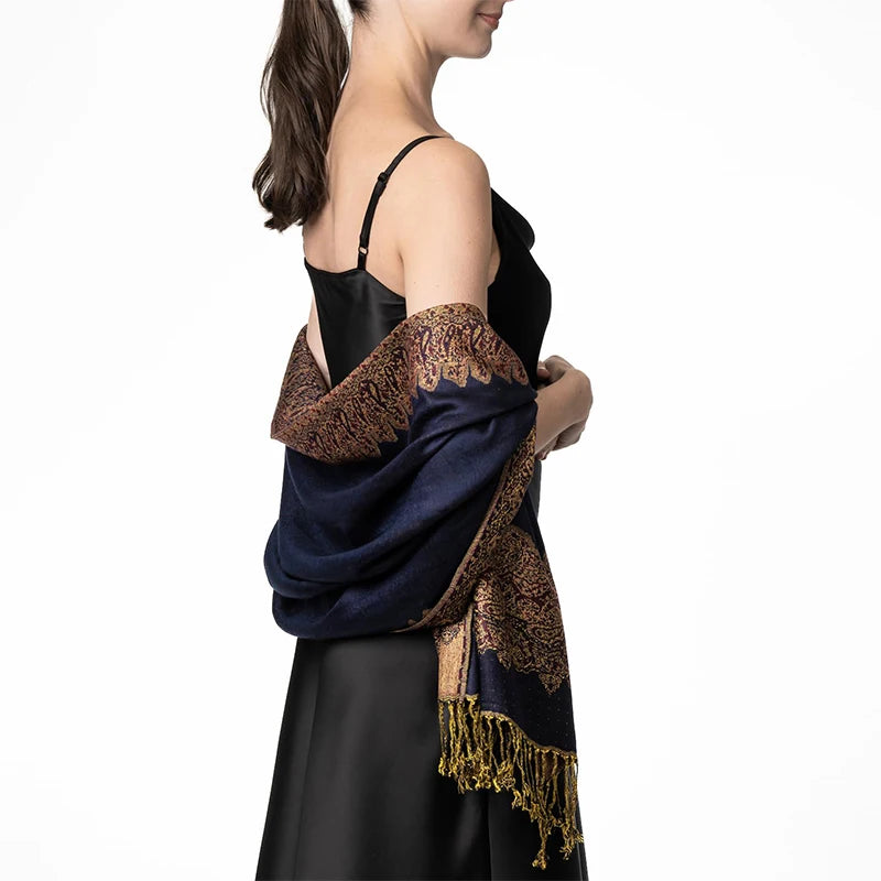 Tassel Blanket Design Thick Pashmina New Winter Warm Shawl Wrap Cashmere Scarf Women Neckerchief Poncho Stoles 2024