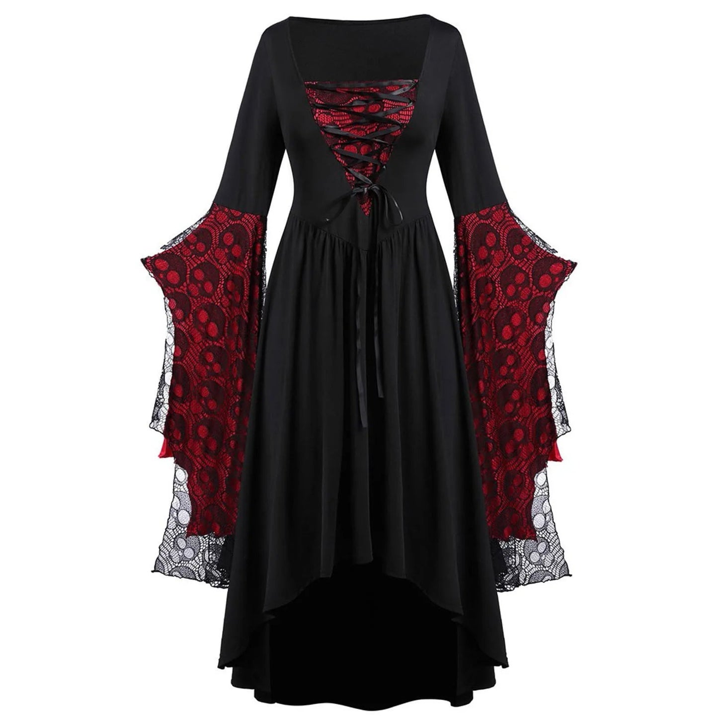 Vintage Halloween Cosplay Costume Witch Vampire Gothic Dress Ghost Dresses Up Party Printed Medieval Ghost Bride Female Clothes Viralgem Store