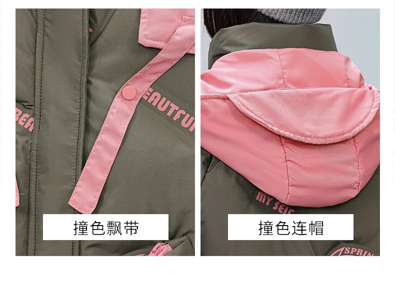 Women Pink Gothic Hoodies Parka 90s Vintage Jacket Overcoat Warm Thicken Coat Harajuku Padded Jacket Clothes Winter Autumn 2024