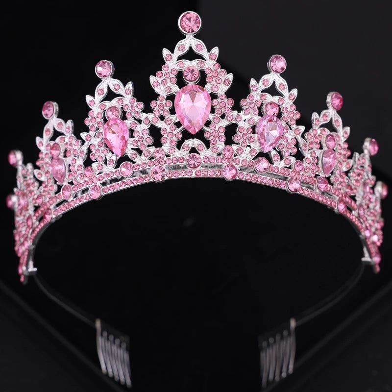Wedding Hair Tiara Crystal Bridal Tiara Crown Silver Color Diadem Veil Tiaras Wedding Hair Accessories Headpieces Head Jewelry