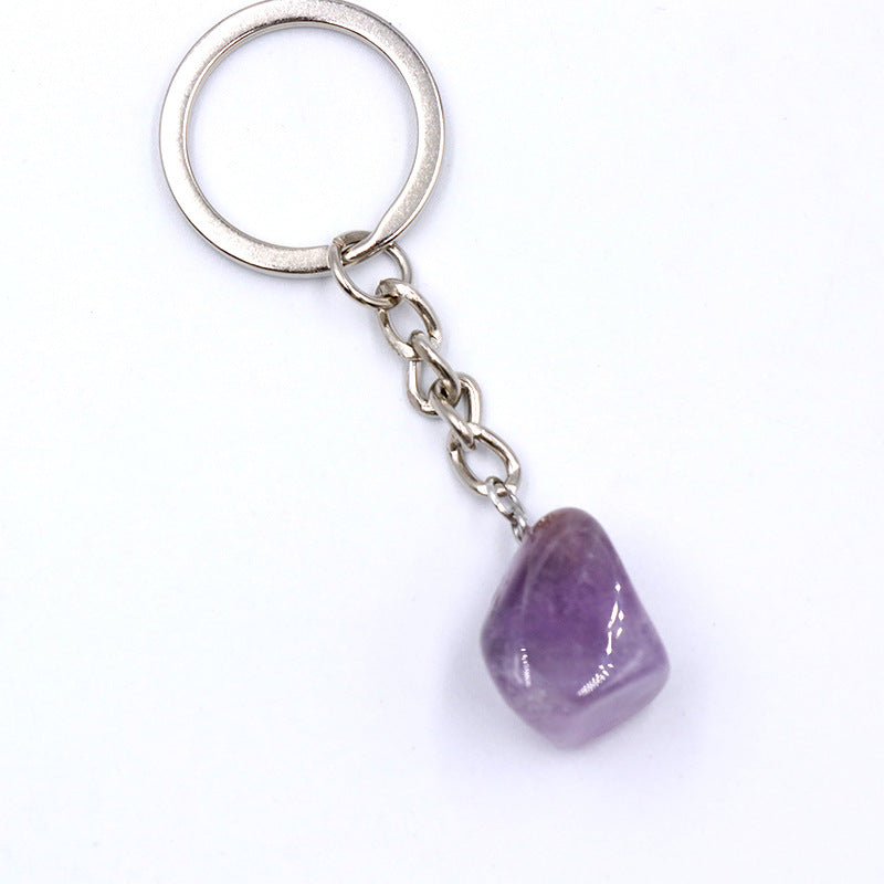 20pcs Natural Rough Raw Stone Crystal Quartzs Keychain Women Men Handbag Hangle Car Key Holder Raw Mineral Stone KeyRing Jewelry Viralgem Store