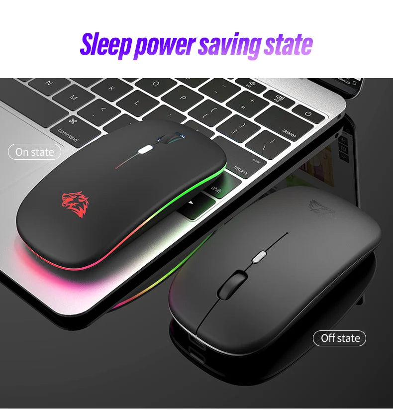 Wireless Mouse Bluetooth and 2.4GHz Dual Modes Rechargeable RGB Ergonomic Silent Click for PC iPad Laptop Cell Phone TV Viralgem Store