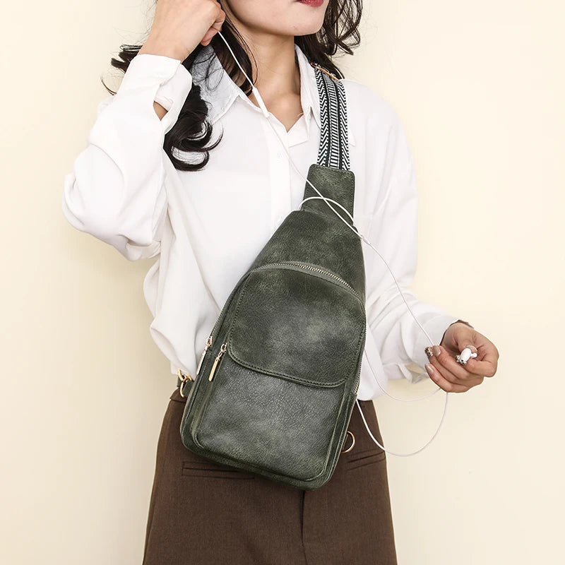 Women Bag Soft PU Leather Shoulder Purse Vintage Fashion Female Chest Bag Designer Multifunctional Shoulder Messenger Crossbody Viralgem Store