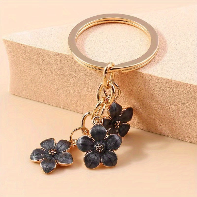 1pc Flower Charm Keychain Customizable Key Ring Bag Accessory Car Pendant Phone Ornament