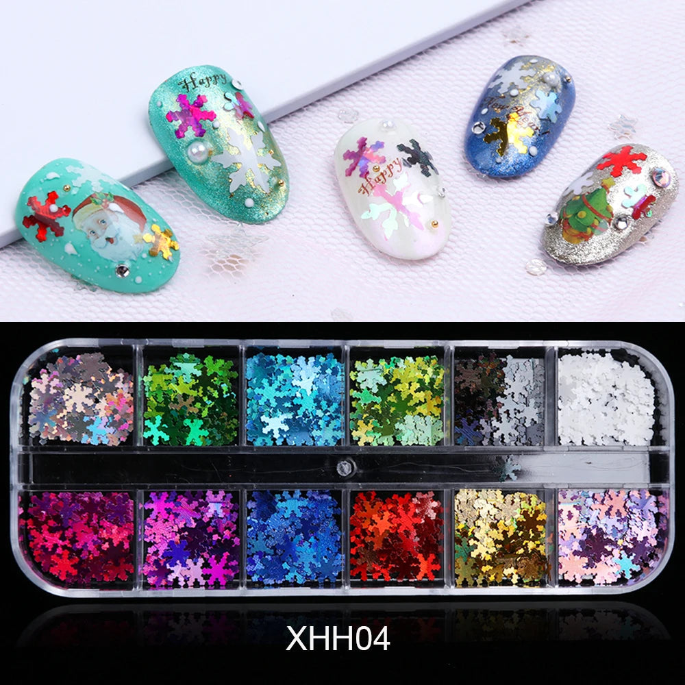 12 Grids Opal Dream Crystal Sequins Nail Flake Galaxy Iridescent Aurora 3D Paillette for Winter Autumn Manicure Decoration SWYFH Viralgem Store