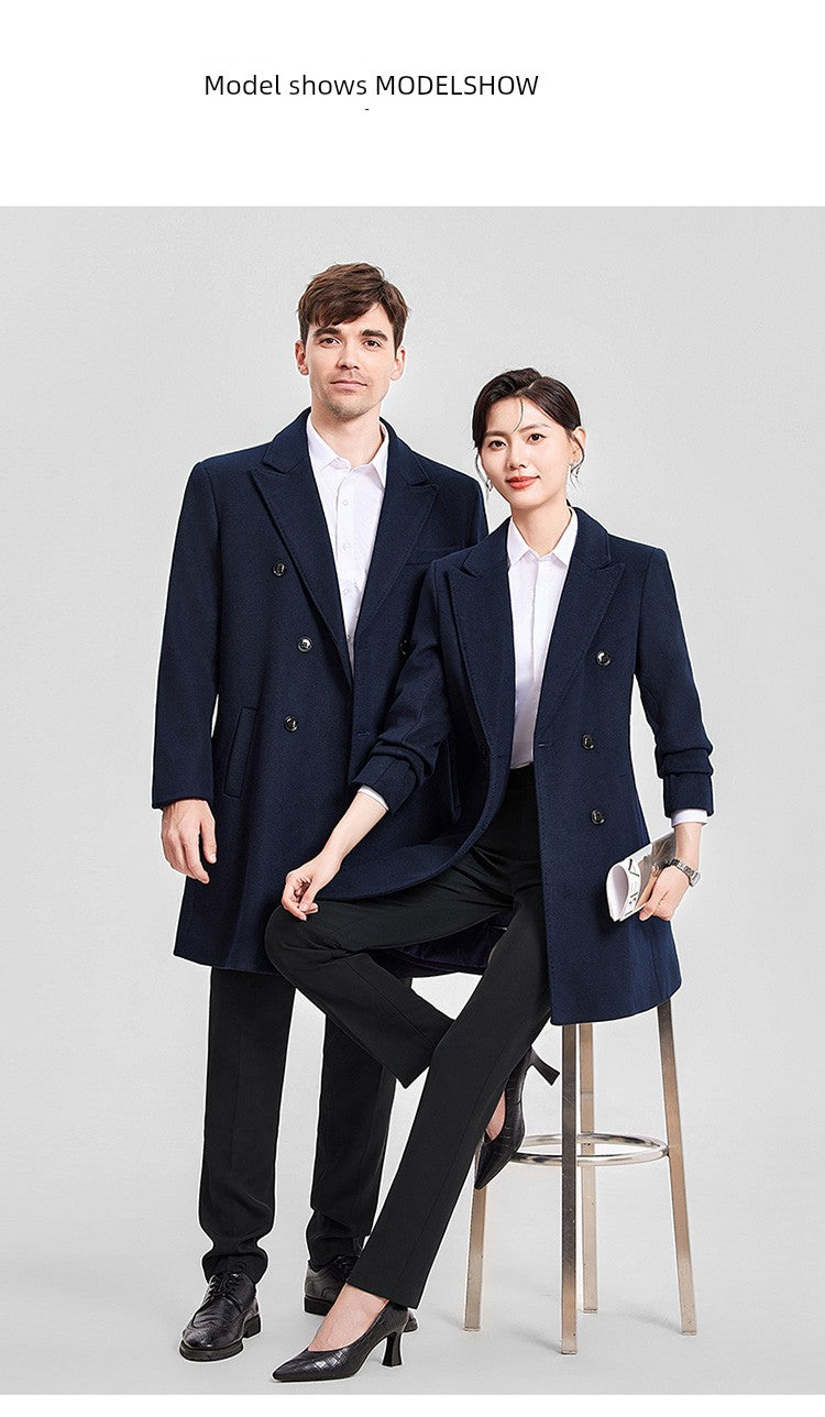 Woolen Coat Winter Thickened New Double Breasted Suit Coat Hotel Manager Work Clothes Mid Length Long Length Trench Coat Viralgem Store
