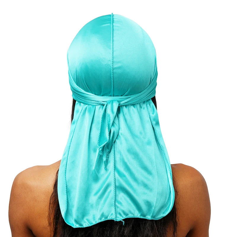 Unisex Silky Long Tail Durag Pirate Hat Turban Fashion Headwraps Cap Bandana Women Men Headwear Caps Hijab Hair Accessories  ﻿