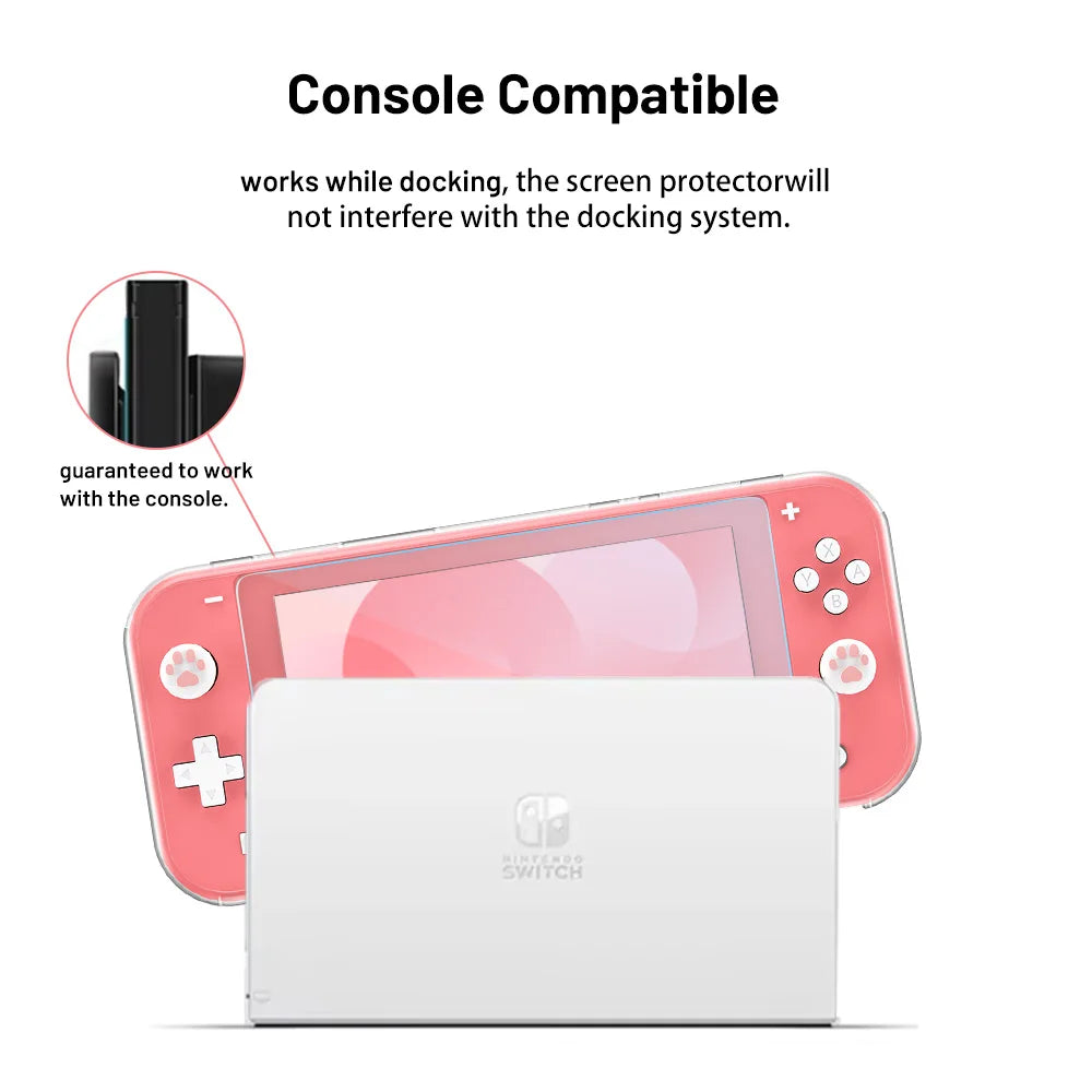 2 Pcs Tempered Glass Switch Screen Protector Premium HD Clear Anti-Scratch Screen Protector for NS Switch/lite/OLED