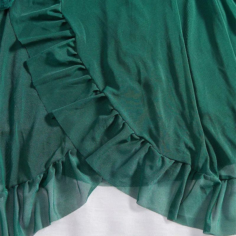 Thin Style G-string Contrast Lace Ruffle Trim Lingerie Set Deep V Slip Dress Thong Women's Sexy Lingerie Lencería Mujeres Viralgem Store