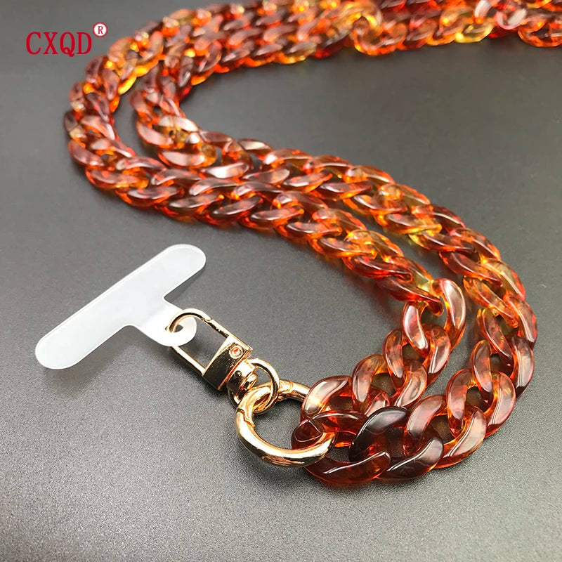 120cm Bevel Design Anti-lost Phone Lanyard Rope Neck Strap Colorful Portable Acrylic Cell Phone Chain Accessories Gifts Outdoor Viralgem Store