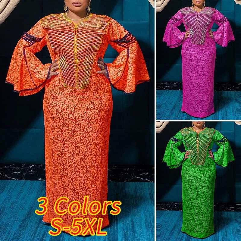 2024 VONDA Women Bohemian Dress Summer Printed Maxi Sundress V-Neck Long Flare Sleeve Party Vestidos Fashion Casual Loose Robe Viralgem Store