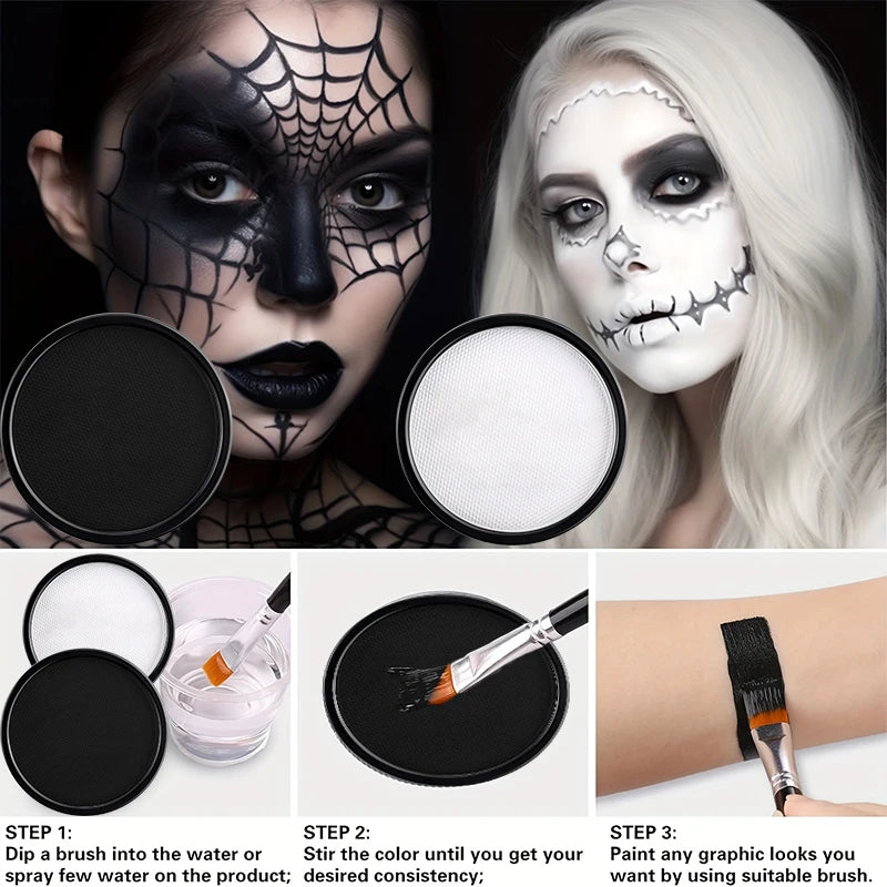 30G Water Solubility Monochromatic Body Paint Black And White Makeup Face Paint Halloween Party Waterproof Makeup Body Painting