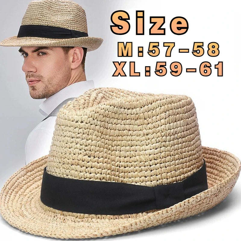 XL Large Size 61cm Panama Straw Hat for Woman and Man Foldable Straw Woven Sun Hat UPF 50+ Uv Sun Protection Shading Summer  Hat