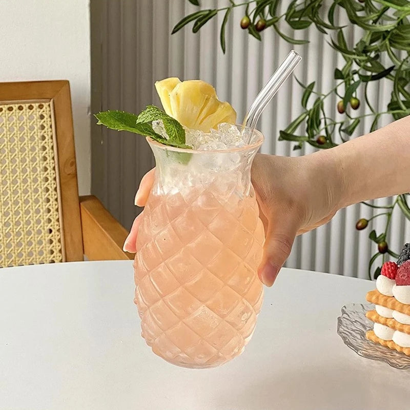 250ml-865ml INS Glass Cup Pineapple Shape Coffee Mug Transparent Cocktail Bar Beverages Soda Water Juice Mugs Cup Drinkware Viralgem Store