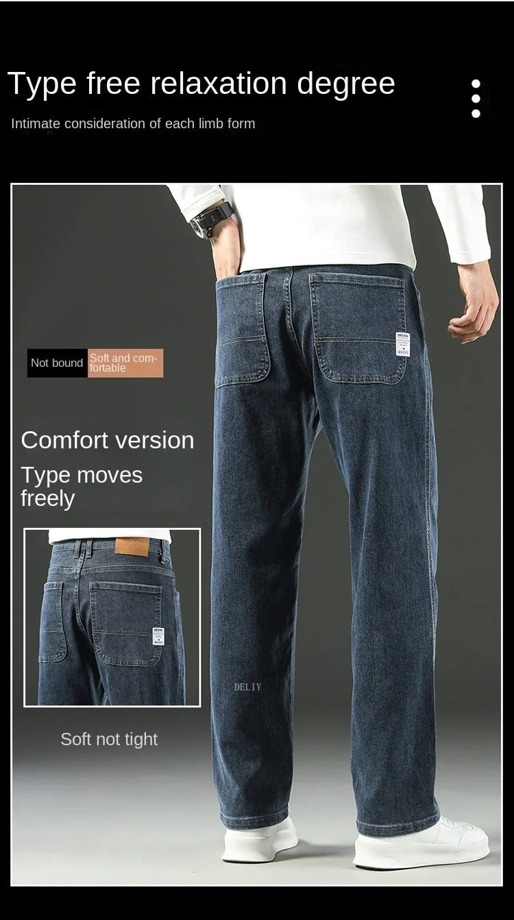 2025 New Y2K  Autumn and Winter Baggy  Jeans Men's Autumn and Winter Loose Straight Wide-leg Business Trousers Mens Clothing Viralgem Store