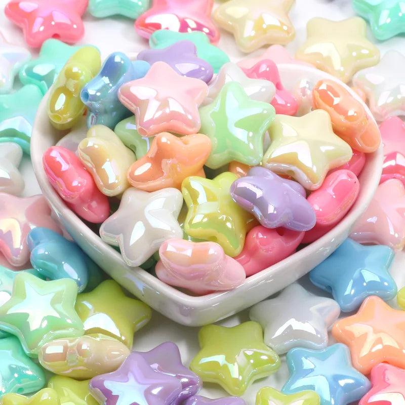 10pcs 20mm Shiny ABS Star Beads Pentagram Acrylic Spacer Beads For Jewelry Making DIY Bracelet Necklace Phone Chain Handicrafts
