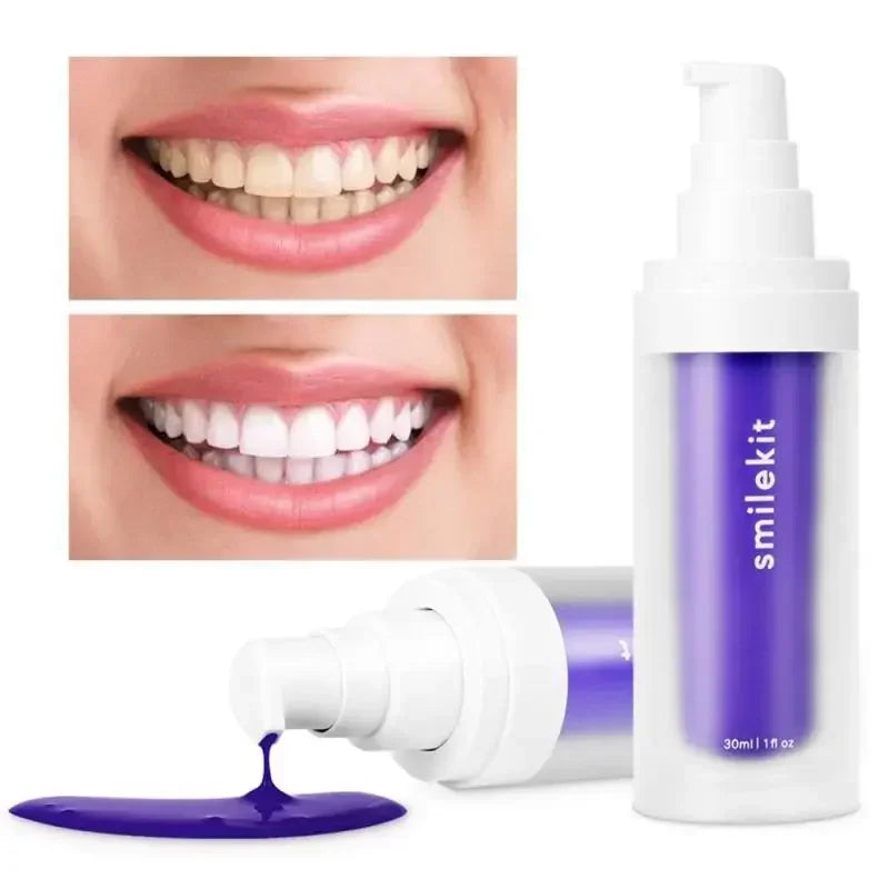 30ml V34 SmileKit Purple Toothpaste Whitening Removes Tartar Clean Oral Hygiene Fresh Breath Brightening Teeth Care Products