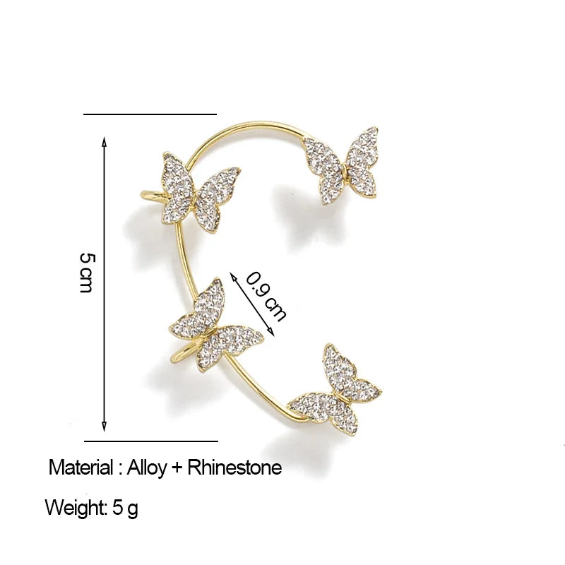 20Style Luxury Shiny Crystal Rhinestone Long Tassel Ear Cuff No Pierced Ear Clip Earrings For Women Wedding Korean Trend Jewelry Viralgem Store