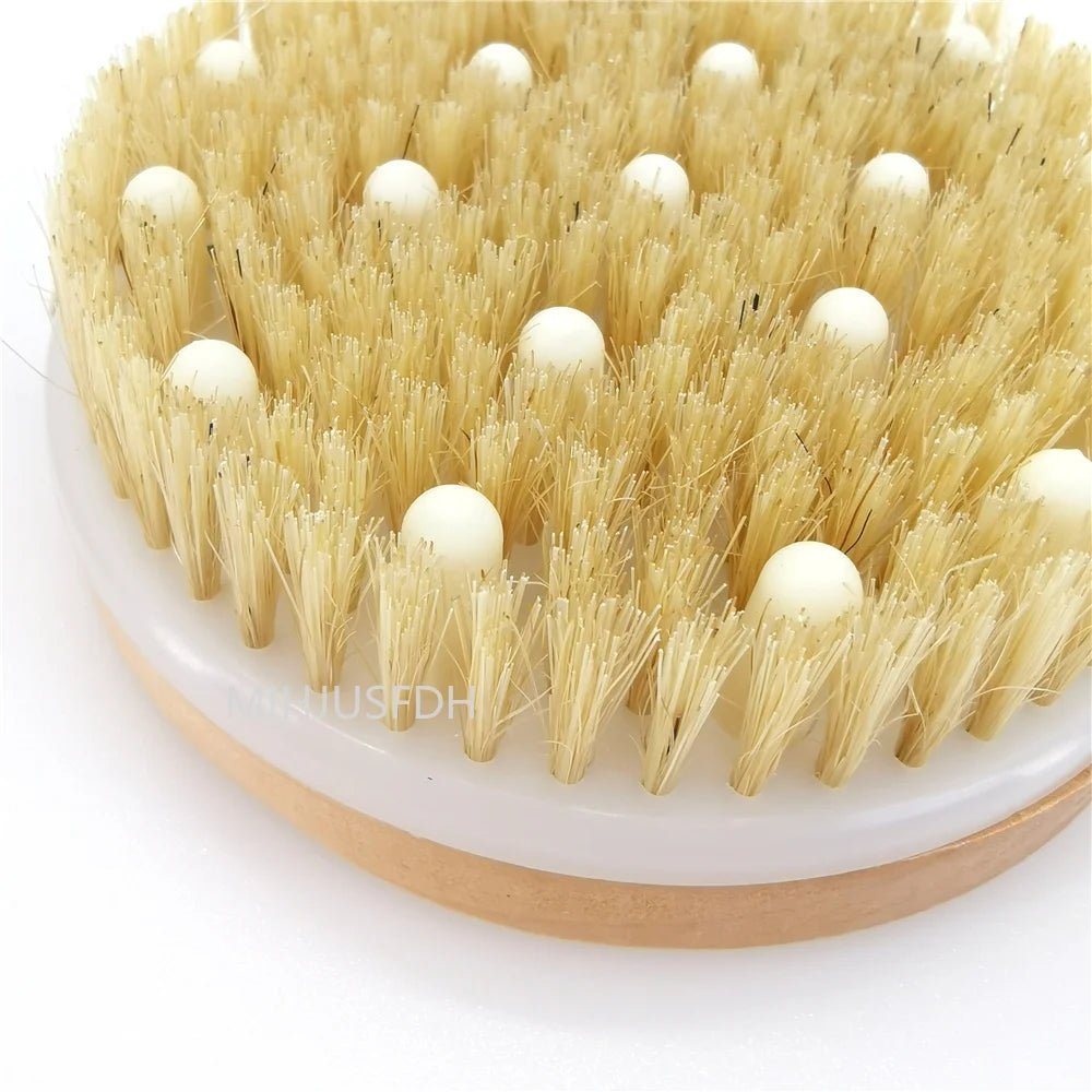 2 In 1 Dry Skin Body Massage Brush Natural Bristle Dead Skin Remover Anti Cellulite Exfoliates Blood Circulation Massage Tools Viralgem Store