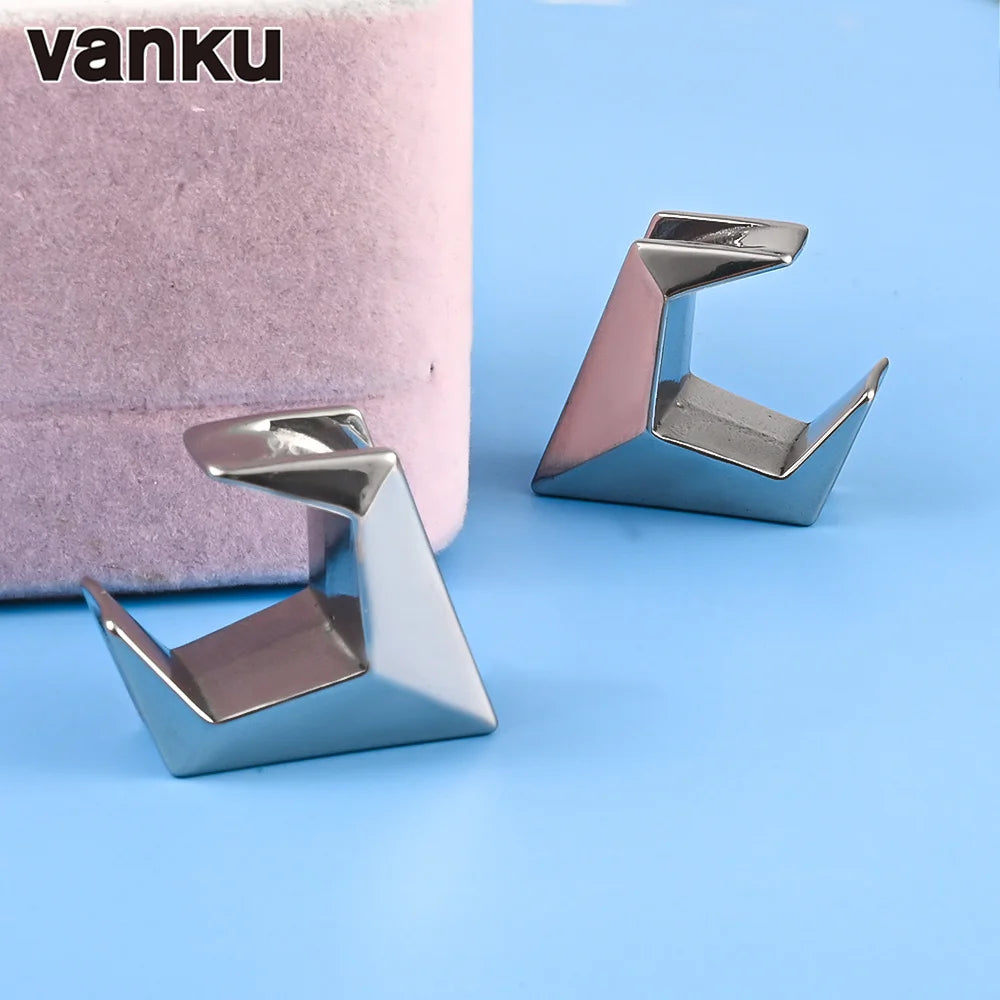 Vanku 2pc Stainless Steel Geometry Saddle Ear Tunnel Plugs Expander Stretchers Gauges Earrings Piercing Body Jewelry