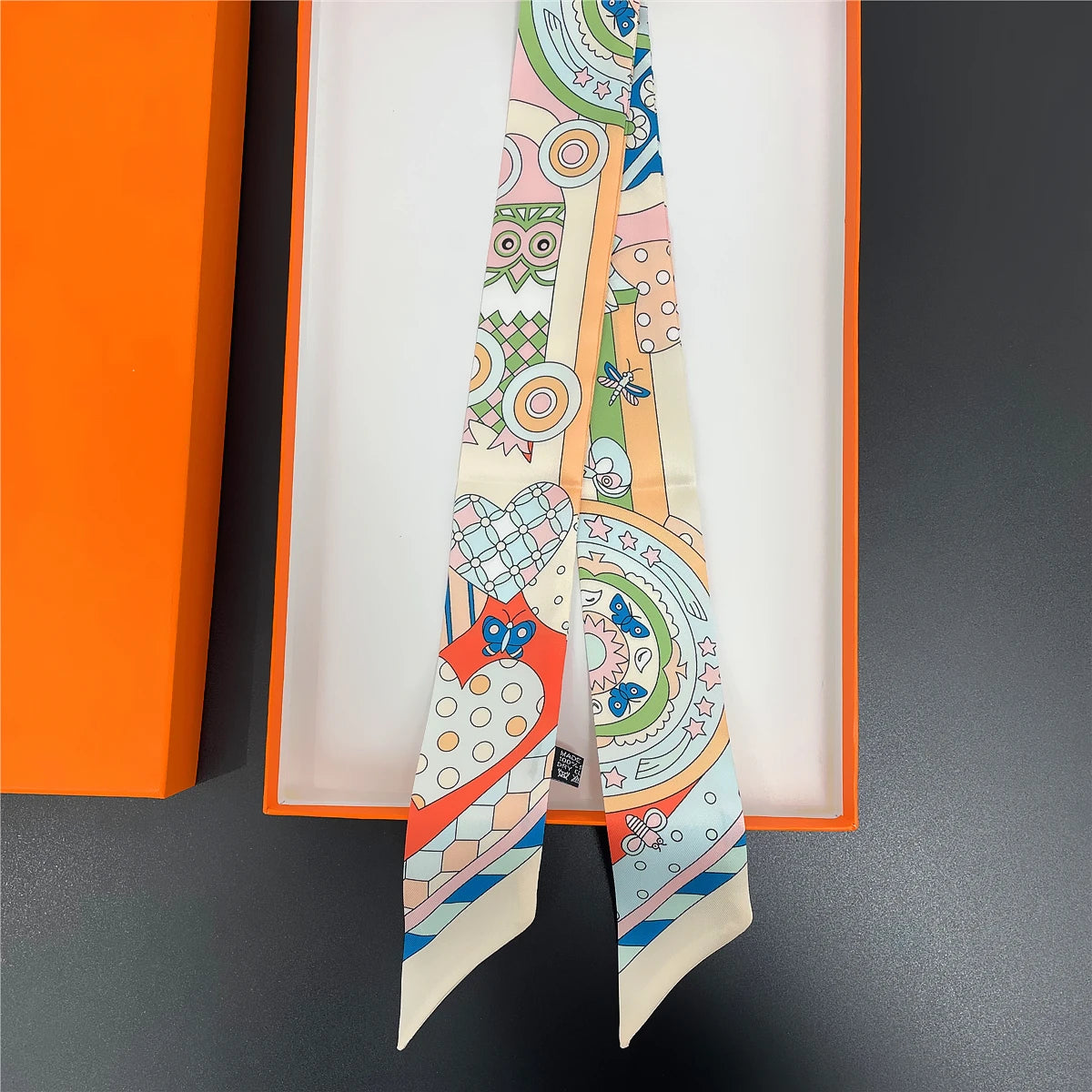 2024 Brand New Design Owl Scarf Women Luxury Silk Scarf Fashion Hair Headband Foulard Skinny Bag Scarves Neckerchief For Ladies