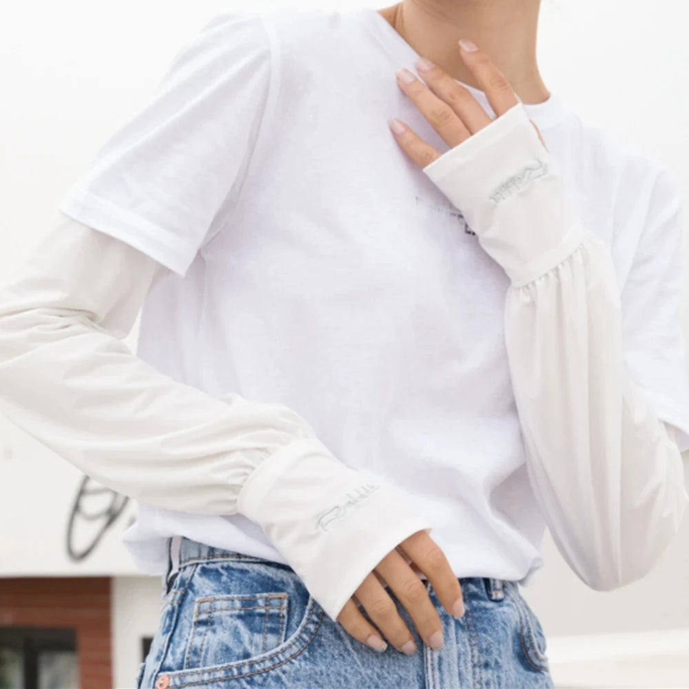 1 Pair Summer Ice Silk Sleeves For Men And Women Outdoor UV Protection Cycling Sleeve Arm Sun Screen Protection Sleeves Loose