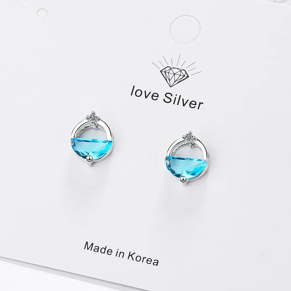 925 Sterling Silver Blue Crystal Elegant Jewelry Sets For Women Wedding Earrings Necklaces Accessories Viralgem Store