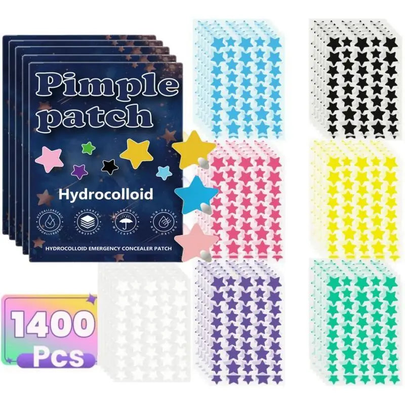 1400PCS New High-end Pimple Patch Acne Patches Set Colorful Star Shaped Acne Treatment Stickers Acne Dots Cover  For Skin Care Viralgem Store
