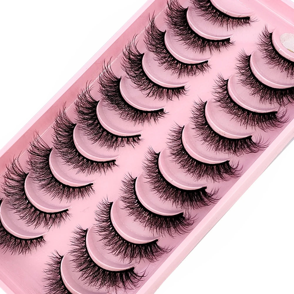 10 Pairs 3D Faux Mink Lashes Fluffy Soft Beauty Wispy Natural Short False Eyelashes Curly lashes Makeup Classic Thick eyelashes