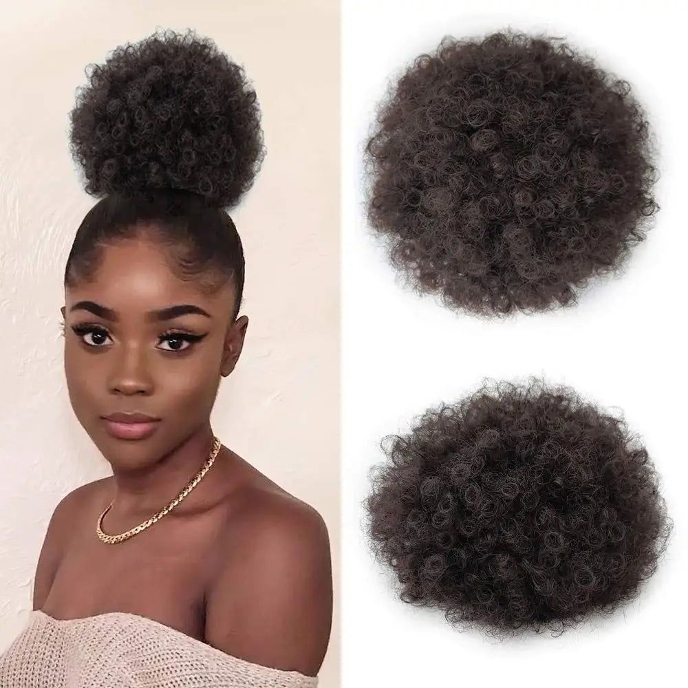 Synthetic Large Afro Puff Drawstring Ponytail Kinky Curly Bun HairPiece African American Clip in Updo Extensions for Black Women Viralgem Store