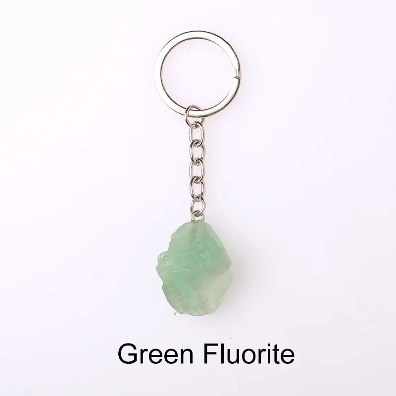 20pcs Natural Rough Raw Stone Crystal Quartzs Keychain Women Men Handbag Hangle Car Key Holder Raw Mineral Stone KeyRing Jewelry Viralgem Store