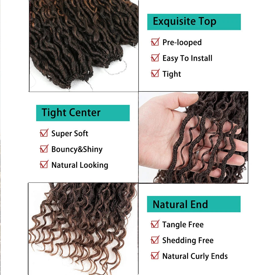 TBUG Goddess Faux Locs Crochet Hair 22 Inch 1B River Locs Braid Curly Hair Faux Locs Synthetic Braiding Hair Extension For Women Viralgem Store