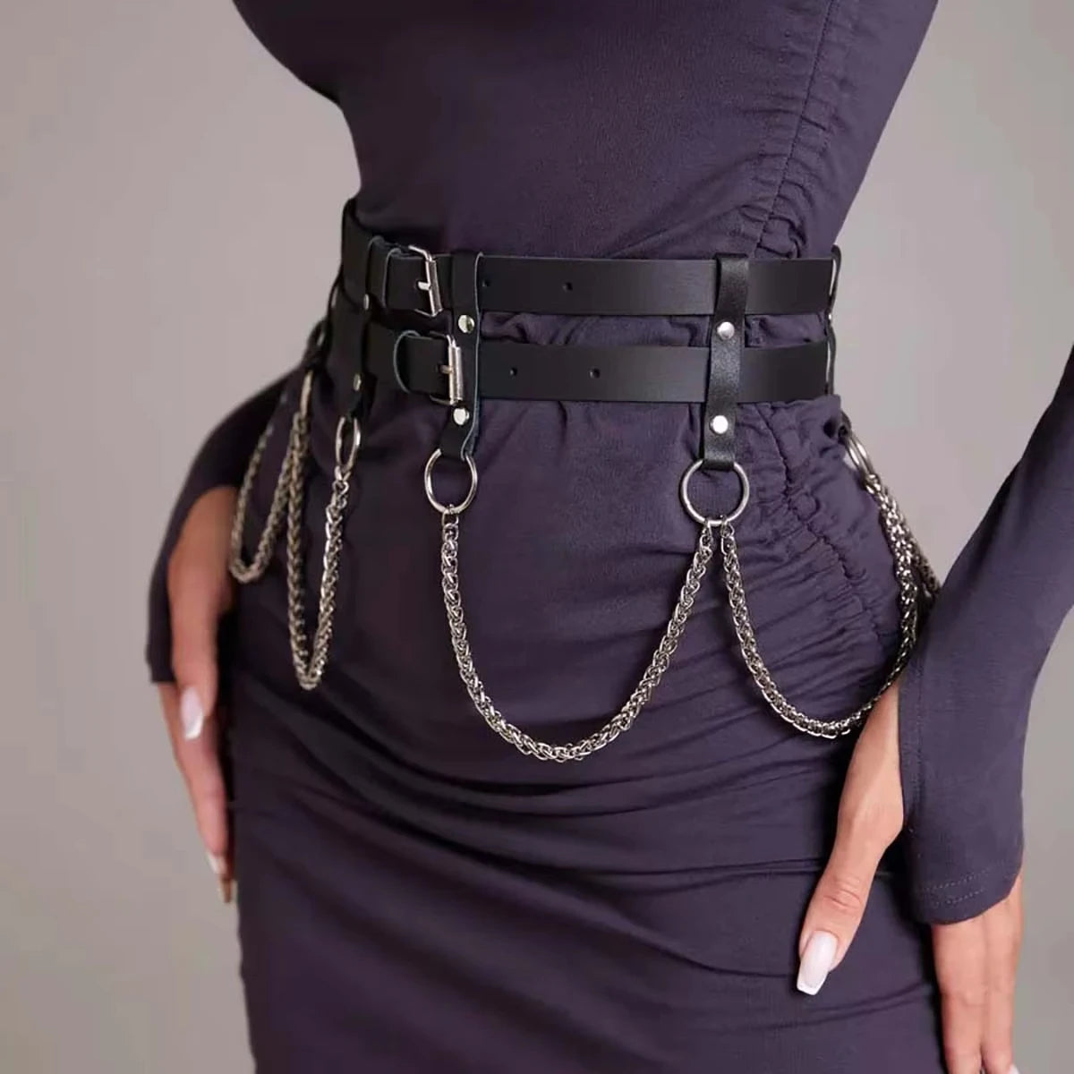 ﻿ Women Sexy Leather Harness Belt Waist Chain Harness Fashion Waistband Accessory Leisure Punk Gothic Clothing Jewelry Belt Viralgem Store