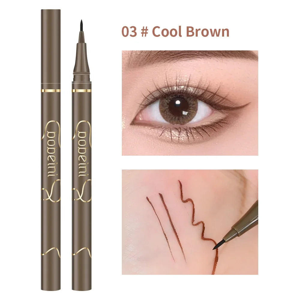 Waterproof Quick Dry Liquid Eyeliner Pen Lasting Lying Silkworm Eyeliner Pencil Ultra-fine Matte Black Brown Beauty Eyes Makeup