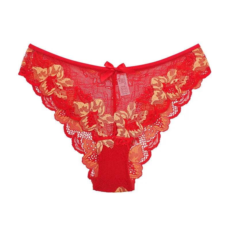 5pcs Lace Sexy Women Panties Mid Waist Perspective Floral Ladies Briefs Breathable Comfortable Female Underwear Viralgem Store