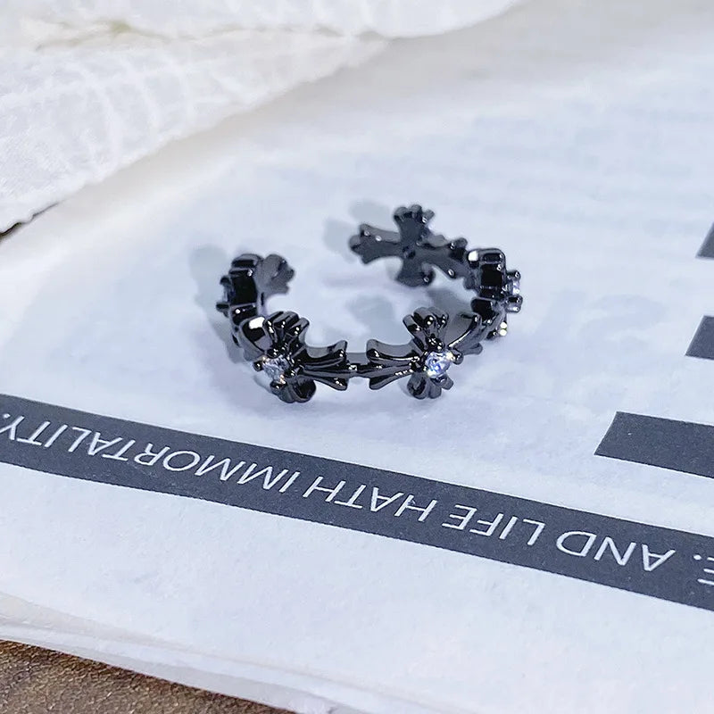 2025 Dark Gothic Irregular Zircon Adjustable Unisex Ring