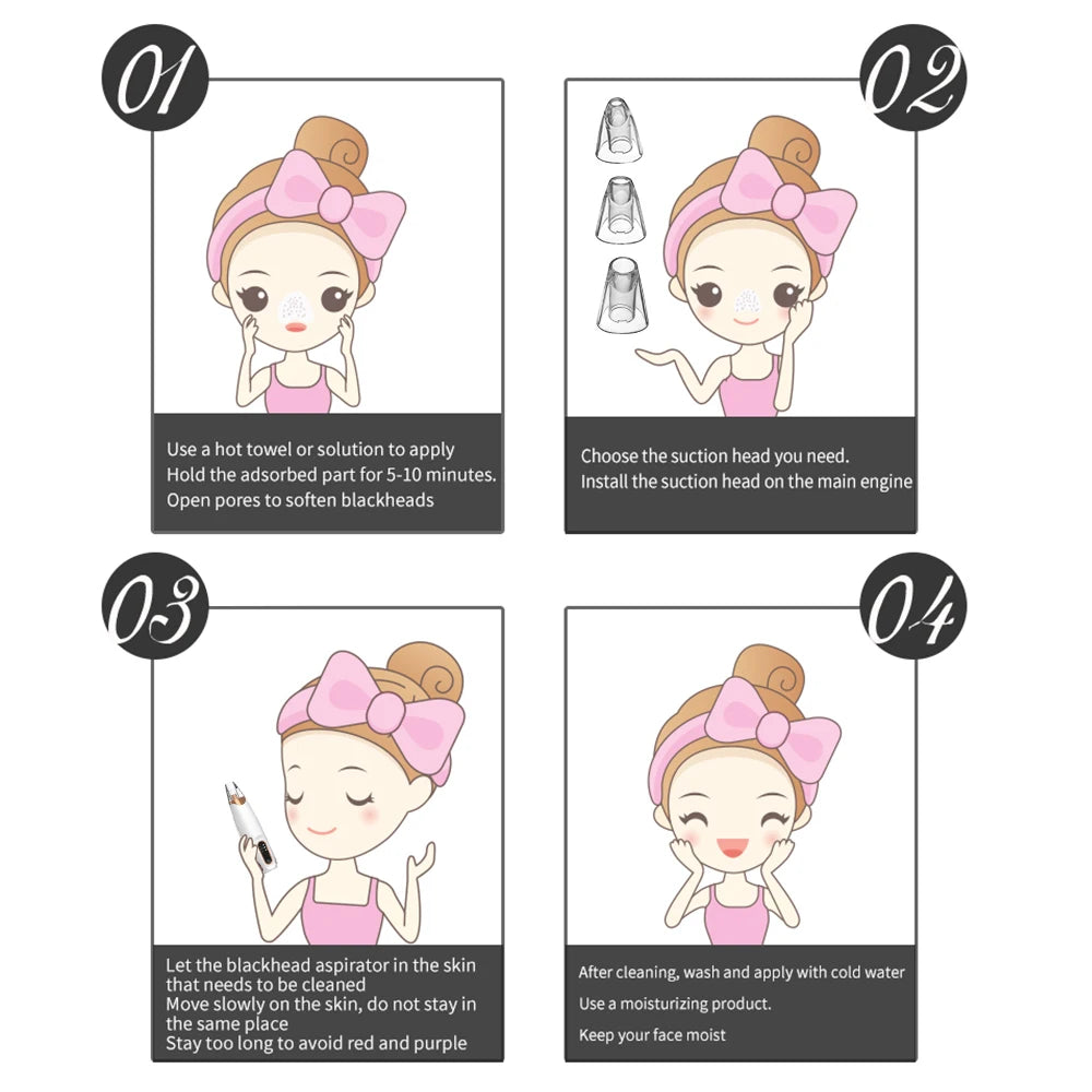 USB Rechargeable Electric Blackhead Remover Vacuum Face Pore Cleaner Whiteheads Black Spots Pimple Acne Extractor Skin Care Set Viralgem Store