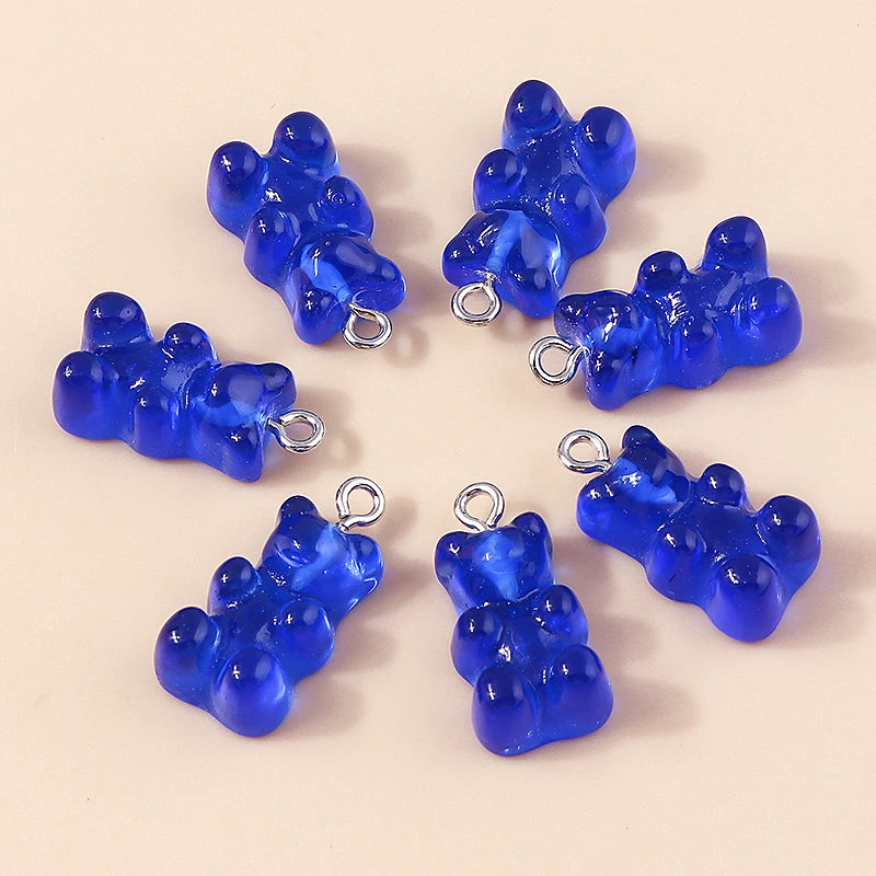 30colors 10pcs 22X11mm Candy Color Gummy Mini Bear Charms for Making Cute Earrings Pendant Necklace DIY Creative Jewelry Finding