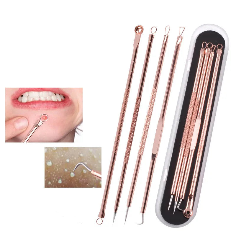 4Pcs Blackhead Black Spot Acne Comedone Pimple Blemish Remover Skin Care Women Beauty Acne Treatment Pore Cleanser Needle Hook Viralgem Store