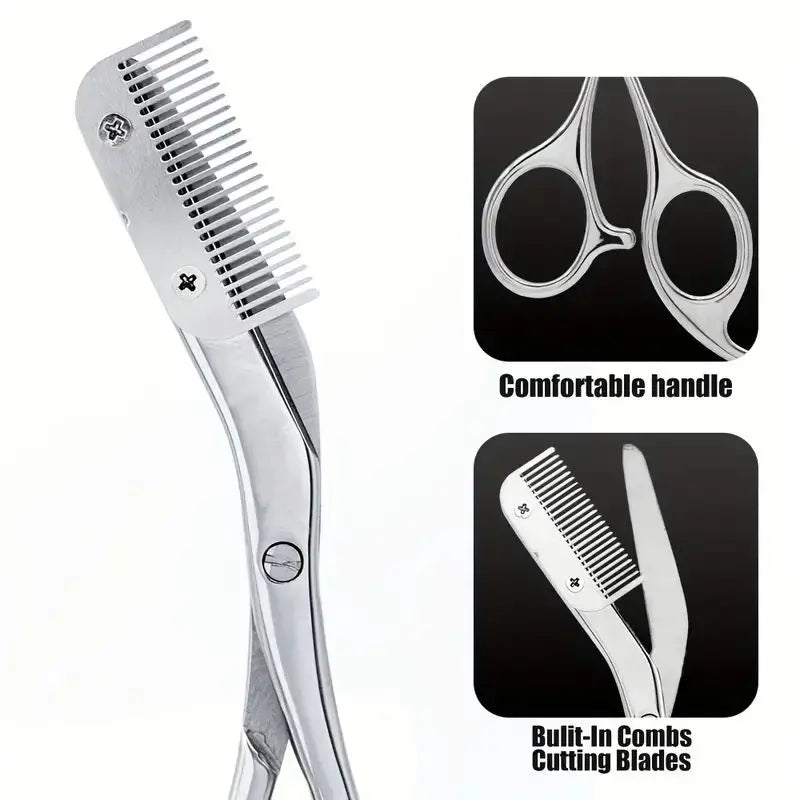 Stainless Steel Eyebrow Trimmer Scissors & Comb Set - Precision Grooming Tool for Men and Women - Effortless Hair Removal Viralgem Store