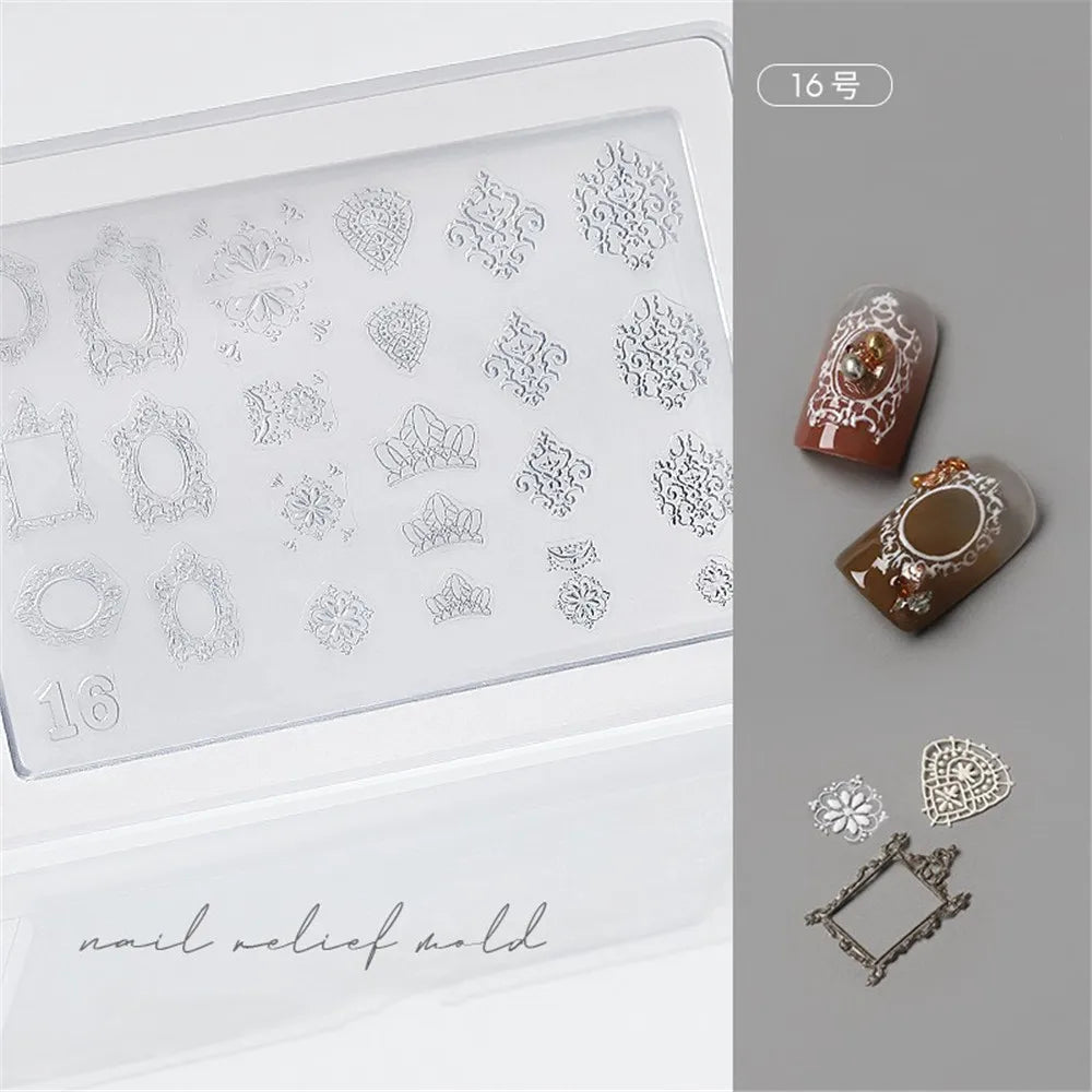1pc Sweater Knitting Lace 3D Acrylic Mold Nail Art Decoration Nails DIY Design Silicone  Nail Art Template Nail  Mold