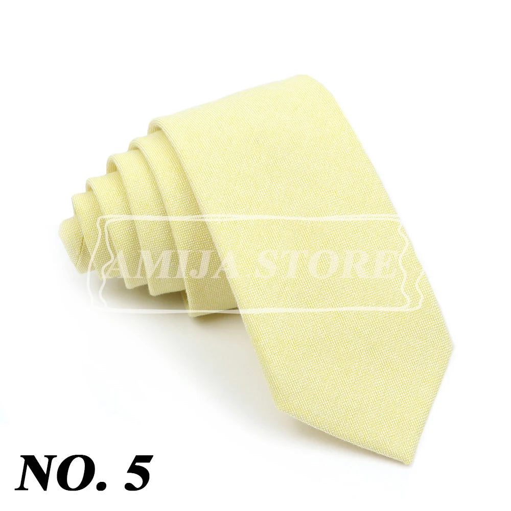 Wed Cotton Tie Solid Color Necktie For Man Woman Blue Pink Yellow Skinny Slim Ties Fashion Wedding Party Gifts Men Accessories