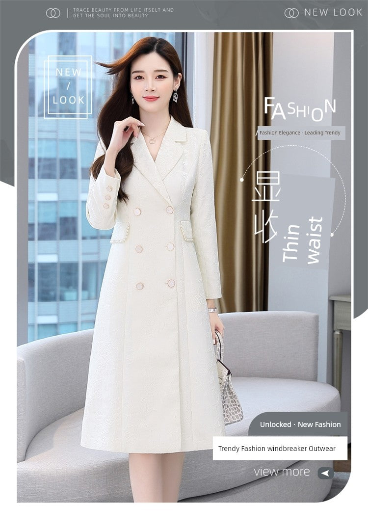 2024 Fashion Minimalist Generous Elegant Elegance Double Breasted Mid Length Long Length Trench Coat
