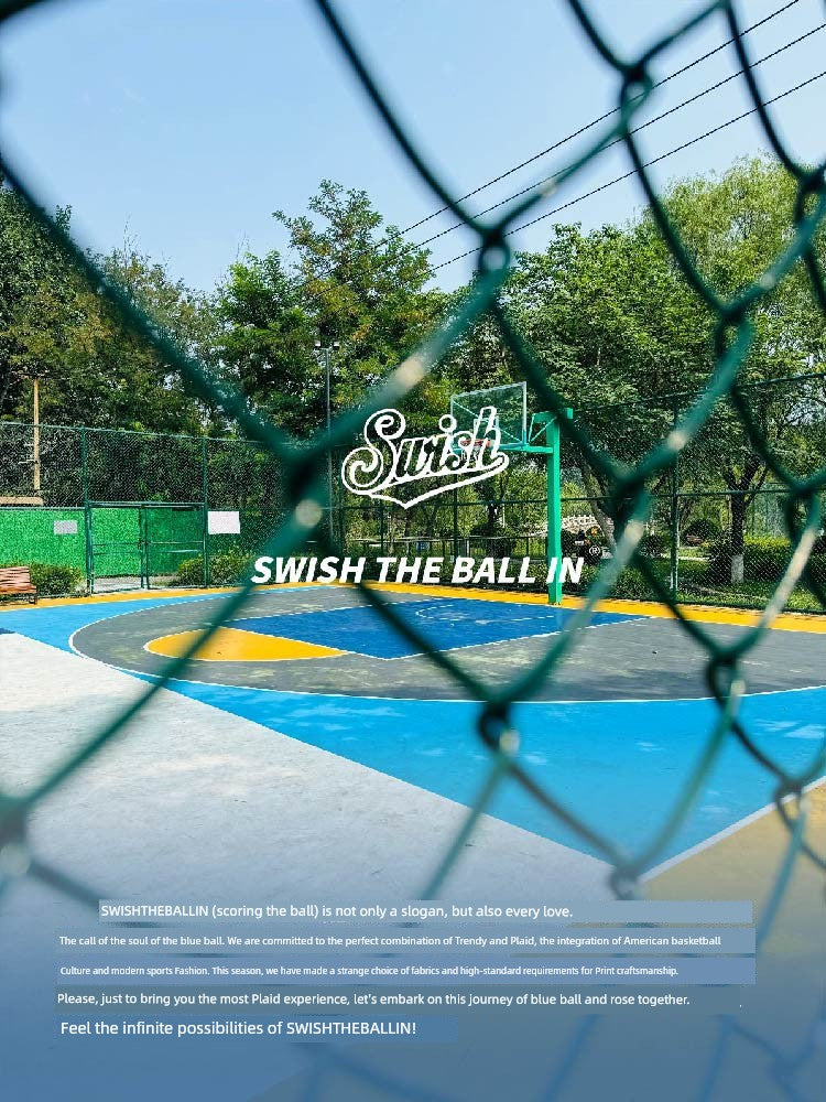 Swish the Ball in Hollow Ball Series American Straight-Leg Frayed Hem Knitting Sports Pants Men