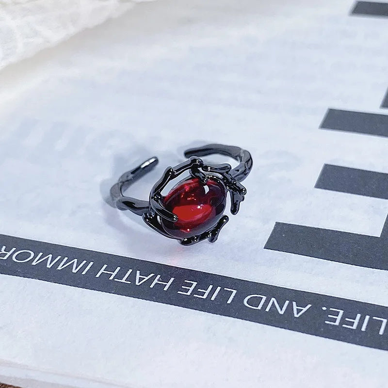 2025 Dark Gothic Irregular Zircon Adjustable Unisex Ring