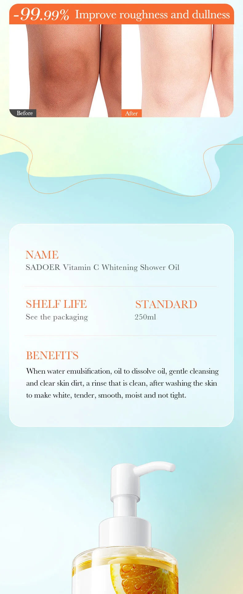 250Ml Vitamin C Whitening Cleansing Body Wash Whitening Shower Oils Beauty Health Body Cleansers Viralgem Store