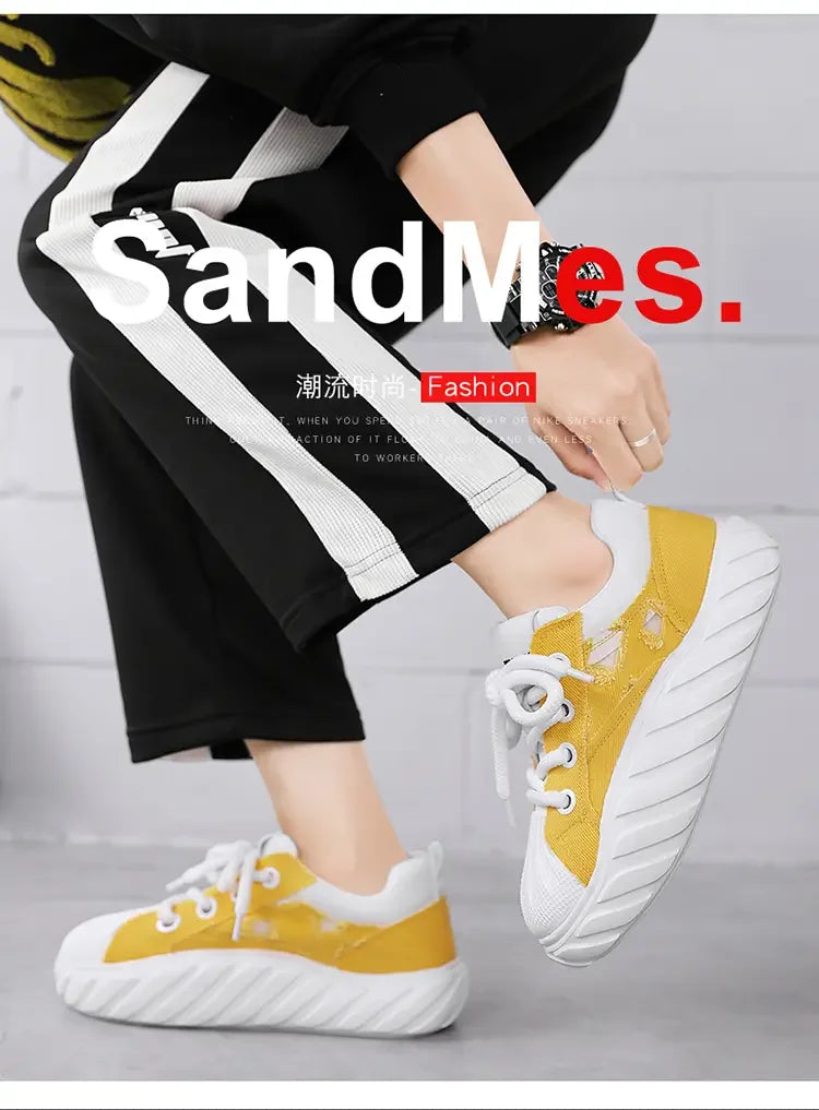 2023 Fashion Breathable Mens Thick Bottom Skate Shoes Outdoor Student Sneakers Sport Running Heighten Trend Comfortable Designer