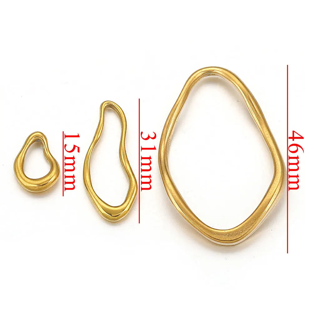 5pcs Stainless Steel Gold-plated Blank Irregular Bezel Charms Connectors for DIY Necklace Jewelry Making Accessories Wholesale