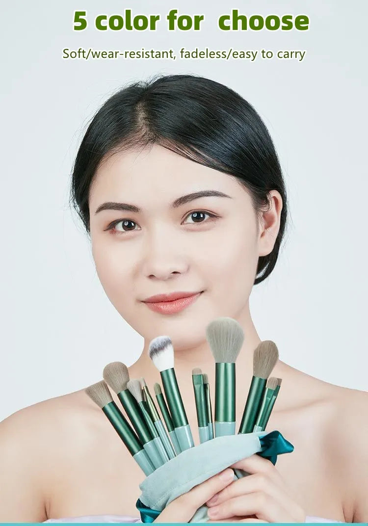 13/8PCS Makeup Brushes Pro Green Brush Set Powder Eyeshadow Blending Eyeliner Eyelash Eyebrow Make Up Beauty Cosmestic Brushes Viralgem Store